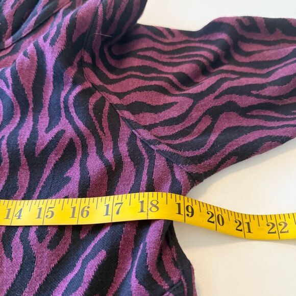 Parsley & Sage Reversible Black & Purple Zebra Striped Hooded Sweater Sz M Boho - Picture 7 of 15